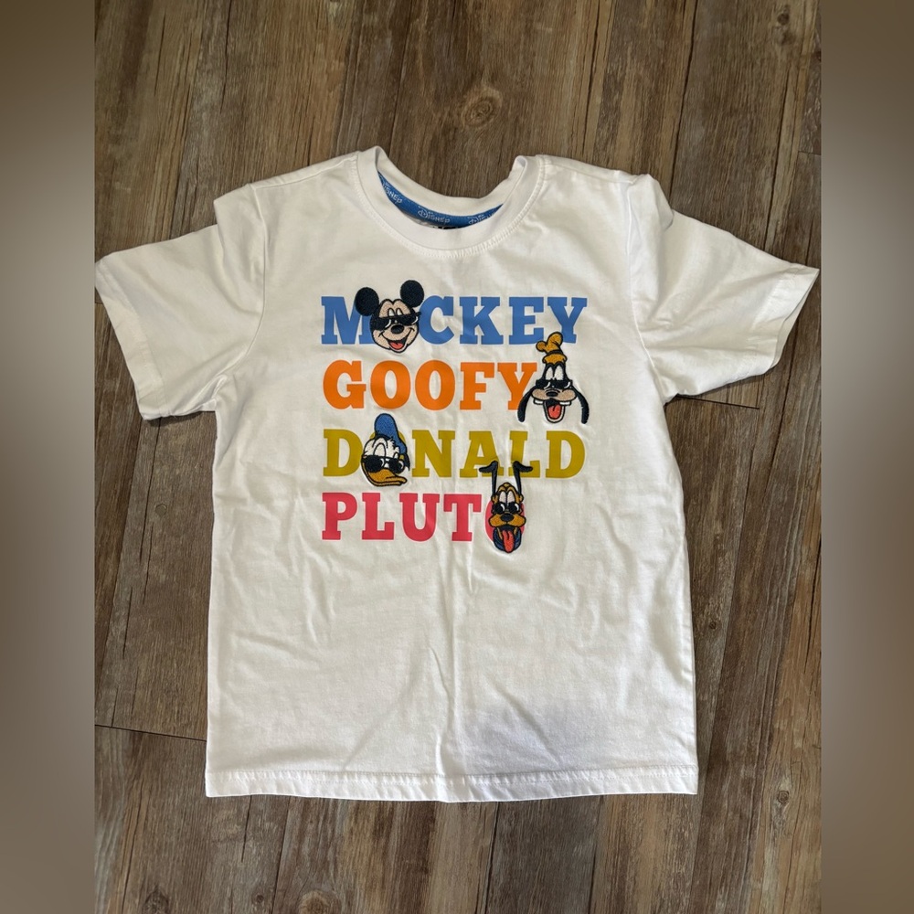 Disney White Short Sleeve Tee with Colorful Character Names